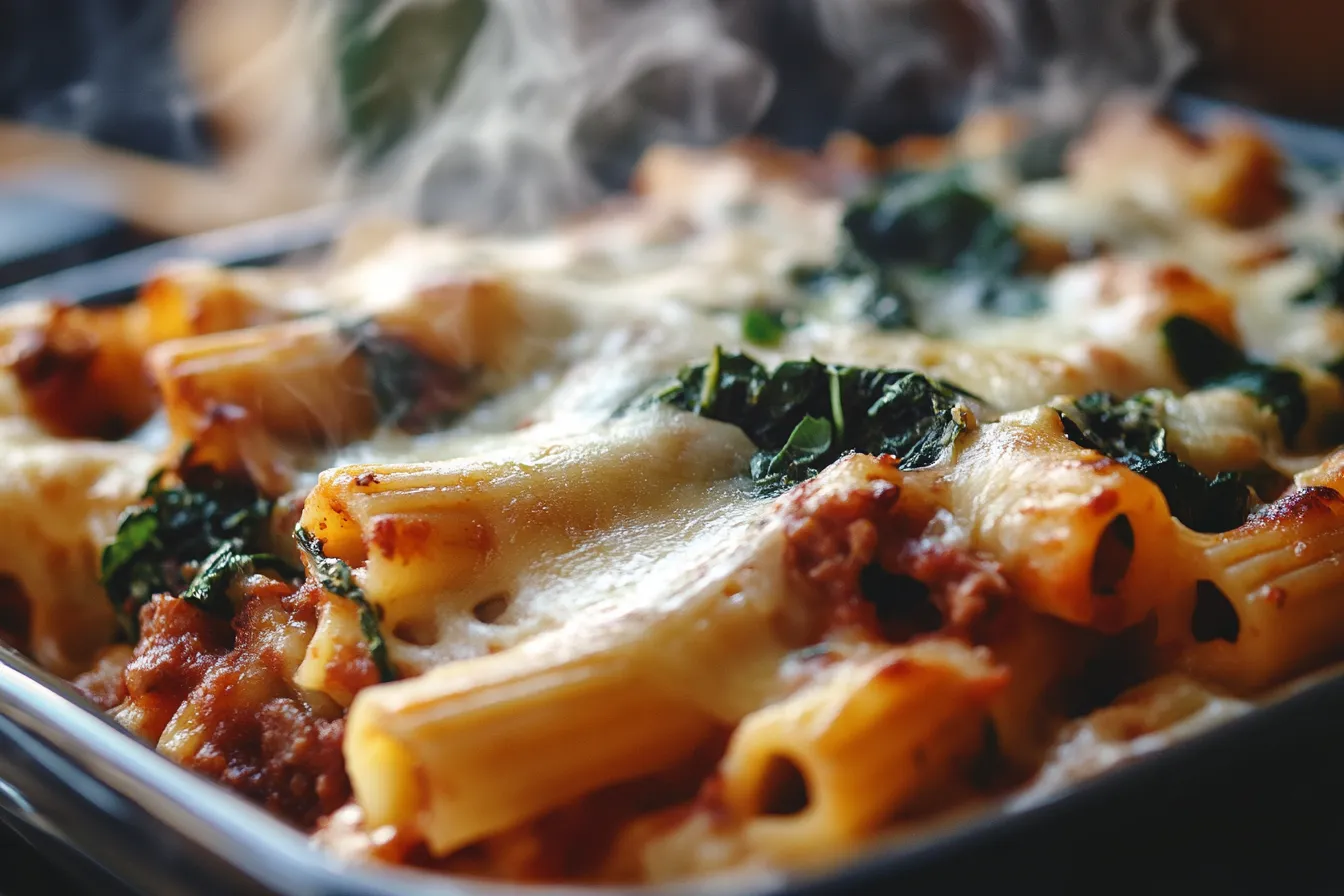 Baked Ziti with Italian Sausage & Spinach