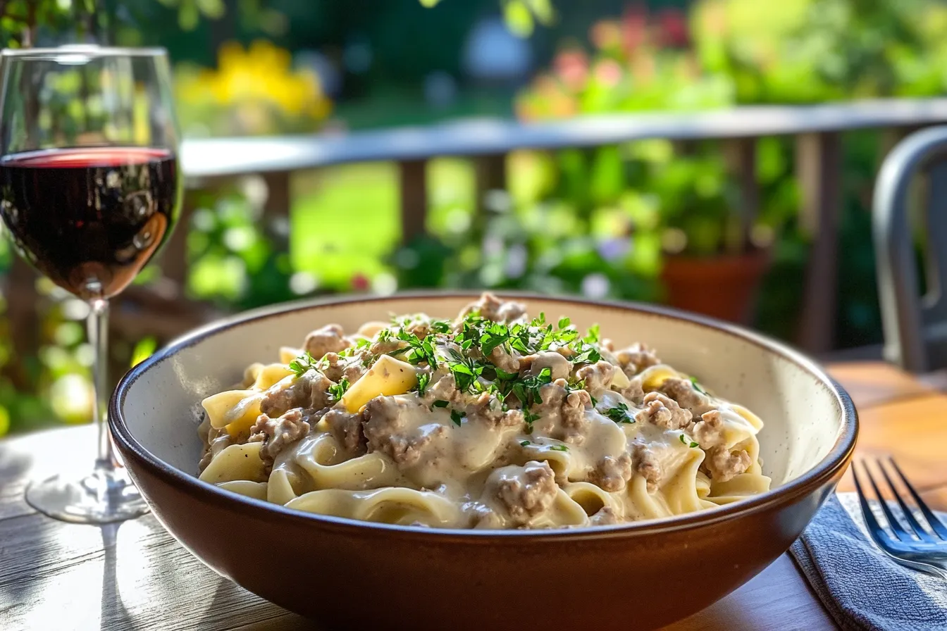 Creamy Ground Turkey Stroganoff
