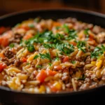 Easy Ground Turkey Orzo Skillet