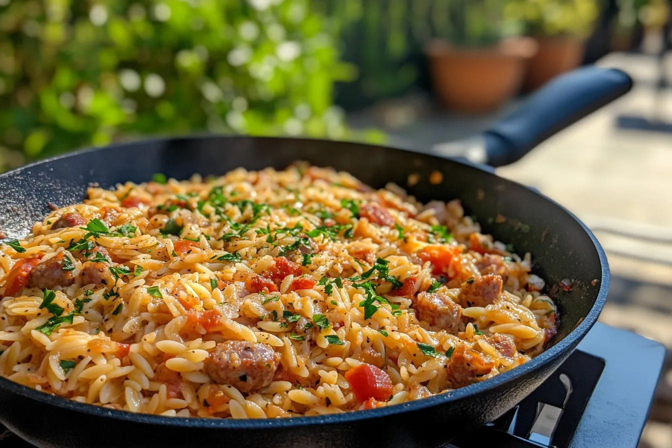 Easy Orzo and Sausage Skillet