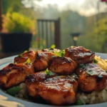 Garlic Butter Chicken Bites with Rice Pilaf