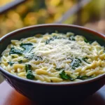 Garlic Parmesan Orzo with Spinach