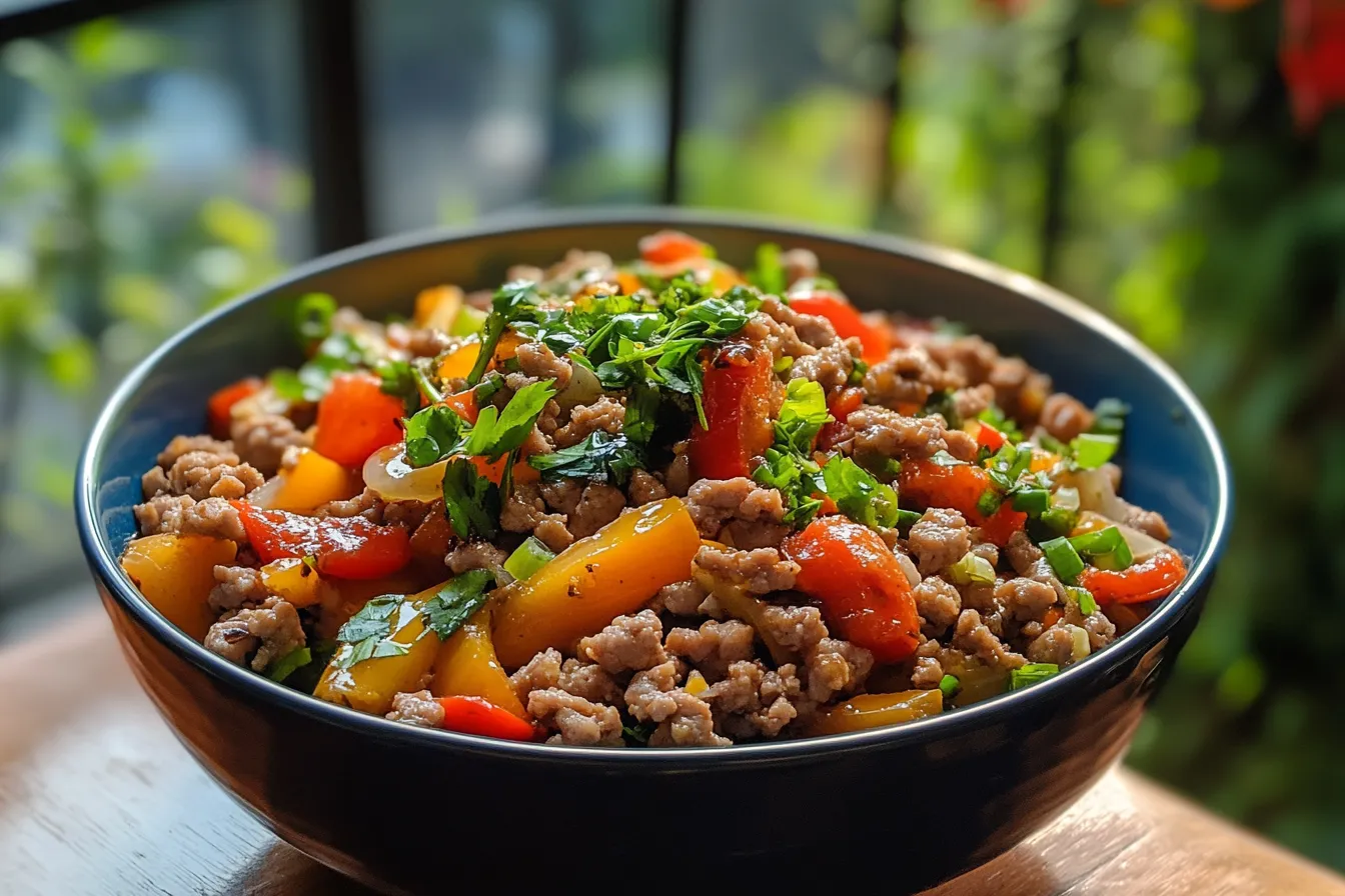 Ground Turkey & Peppers Stir Fry