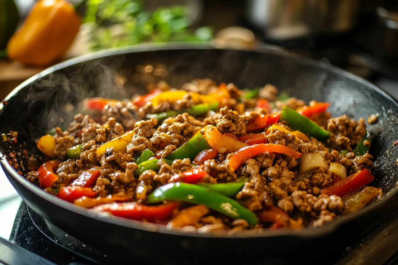 Ground Turkey & Peppers Stir Fry