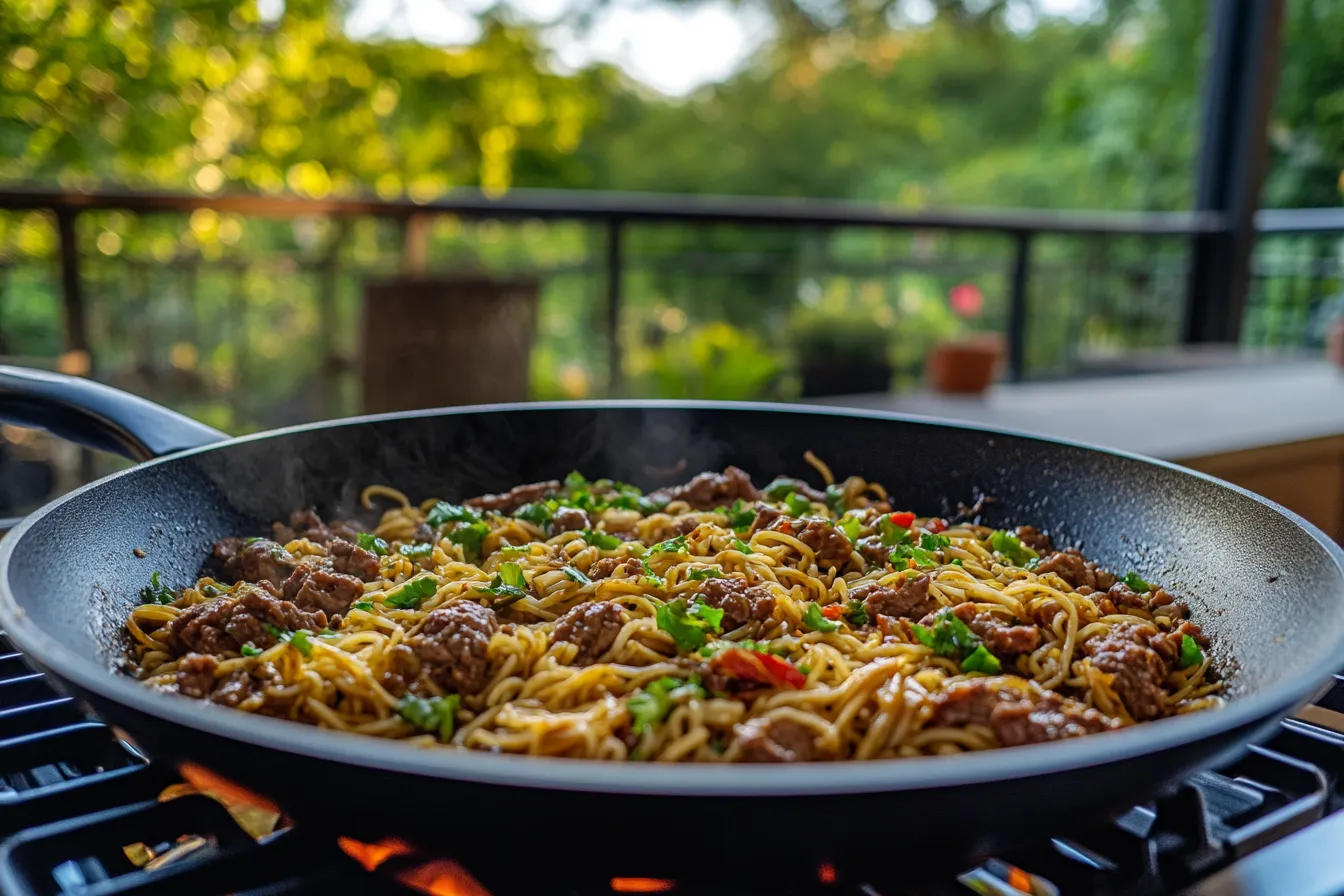 Lazy Beef and Noodle Skillet