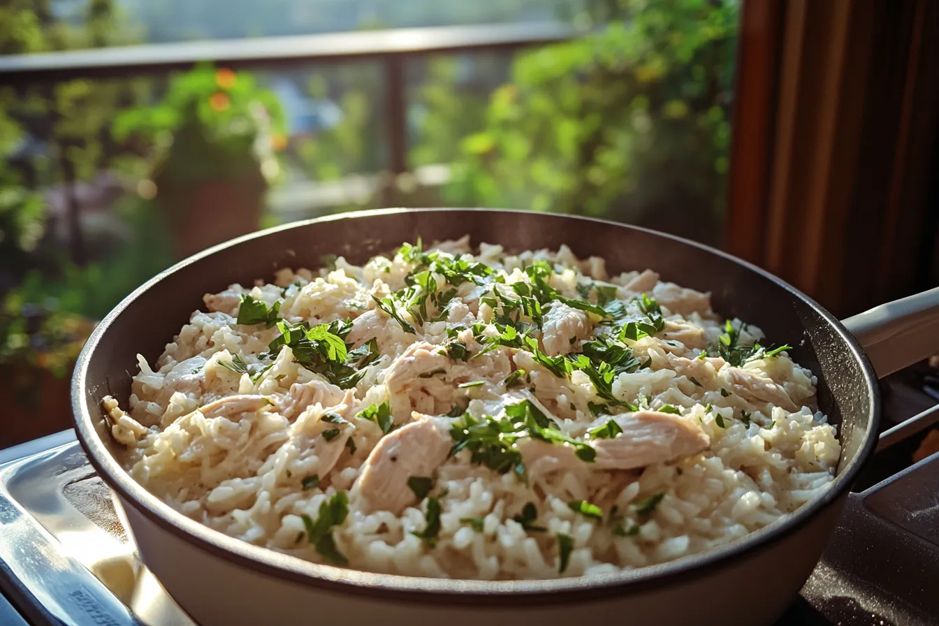 One-Pot Chicken Alfredo Rice