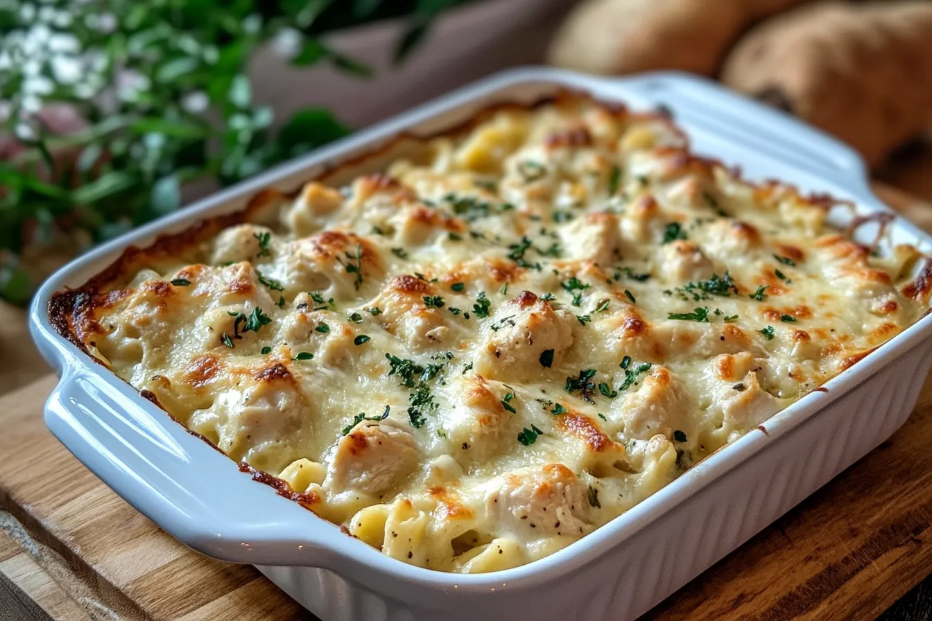 Quick Chicken Alfredo Bake