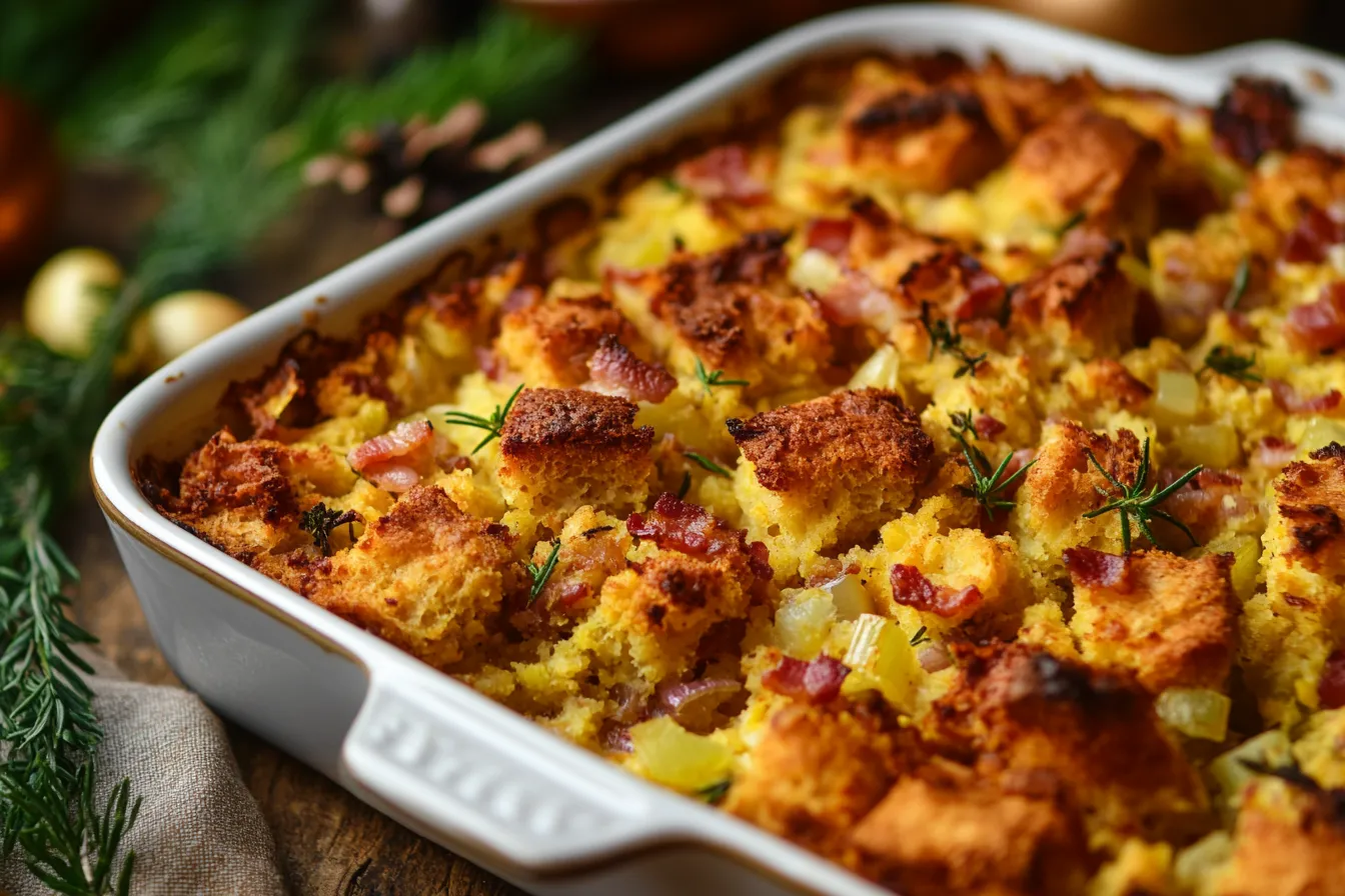 Savory Cornbread Stuffing with Bacon & Onions