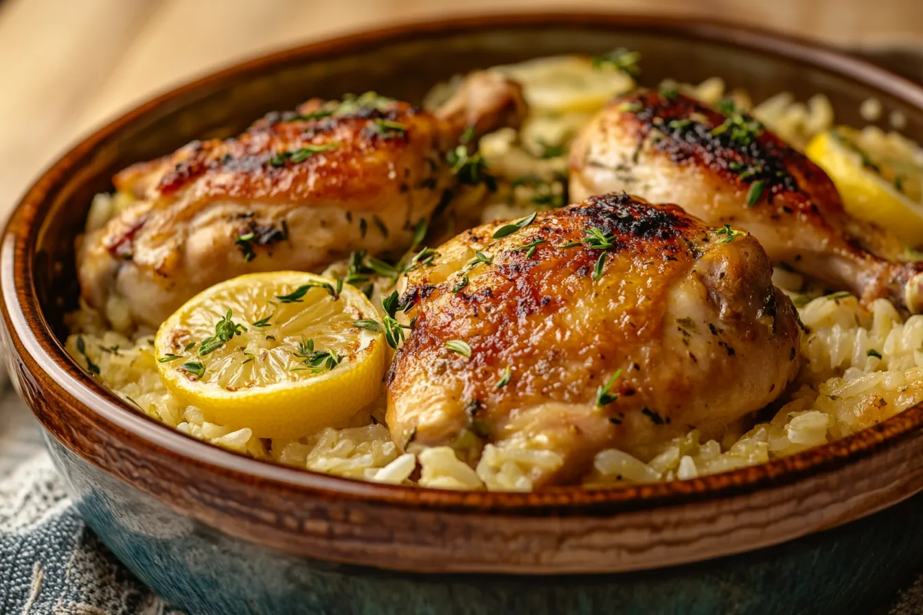 Slow Cooker Lemon Herb Chicken and Rice