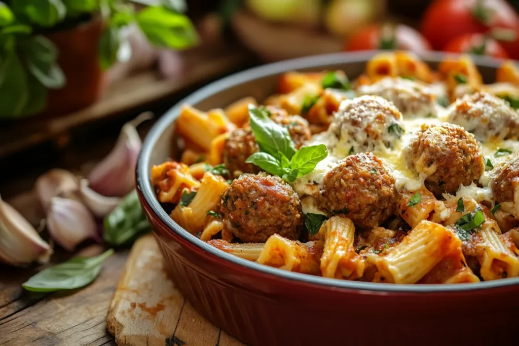 Ziti with Ricotta & Meatballs