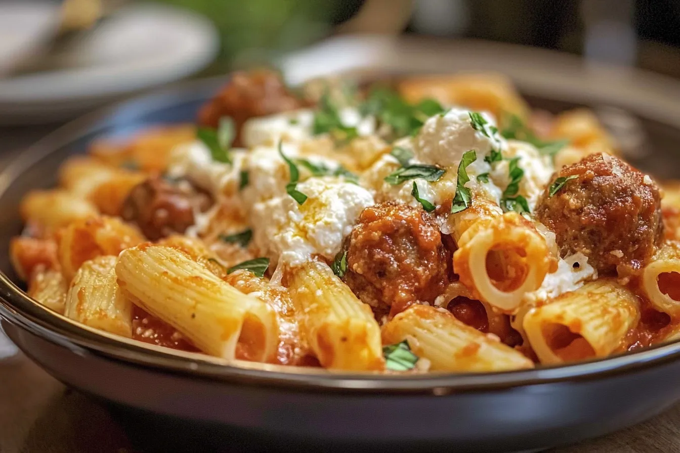 Ziti with Ricotta & Meatballs