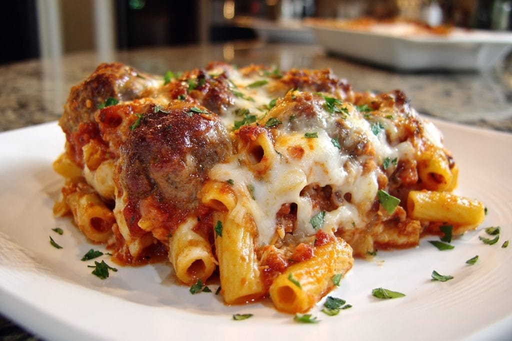 Ricotta & Meatball Ziti Casserole