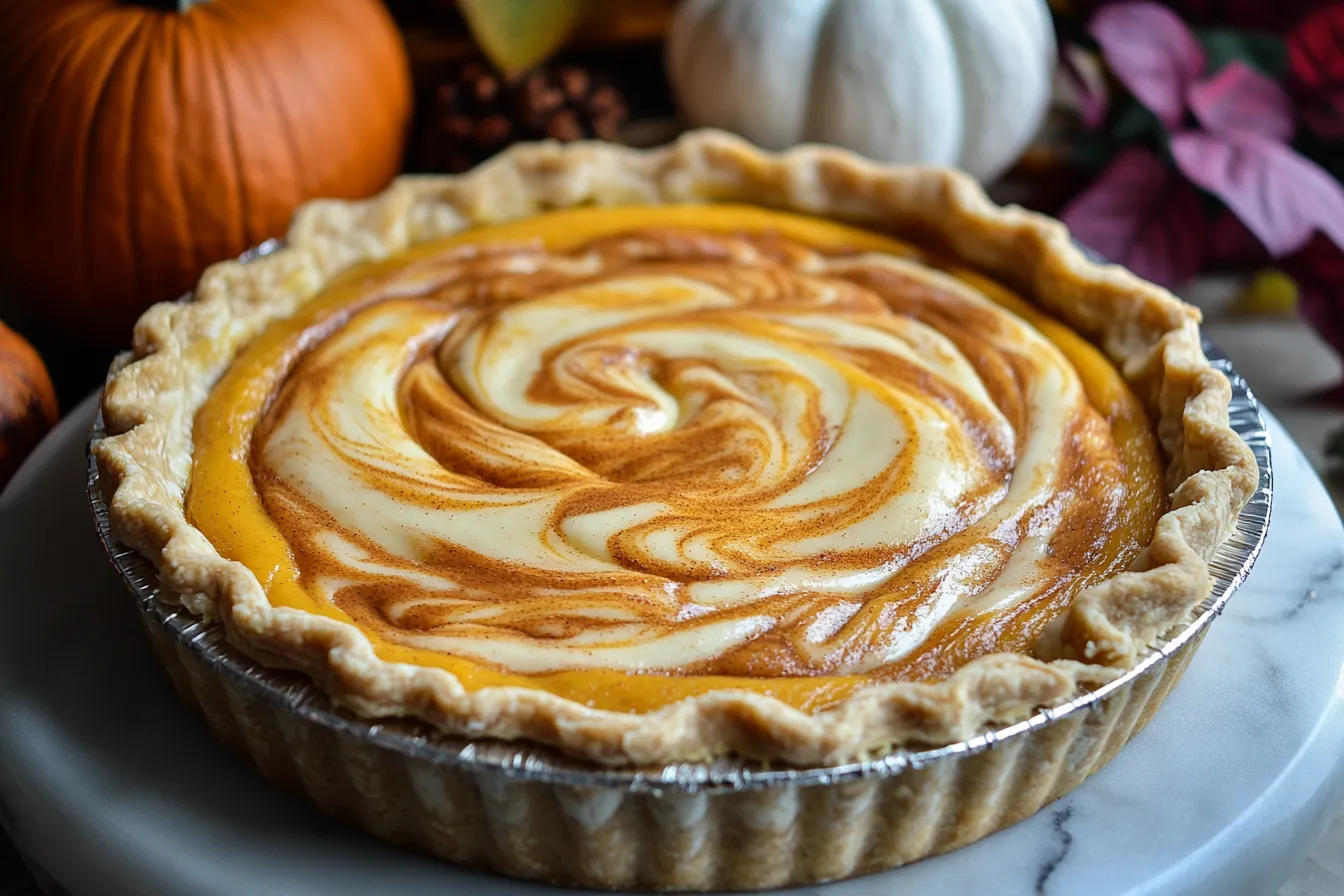 Pumpkin Cream Cheese Swirl Pie