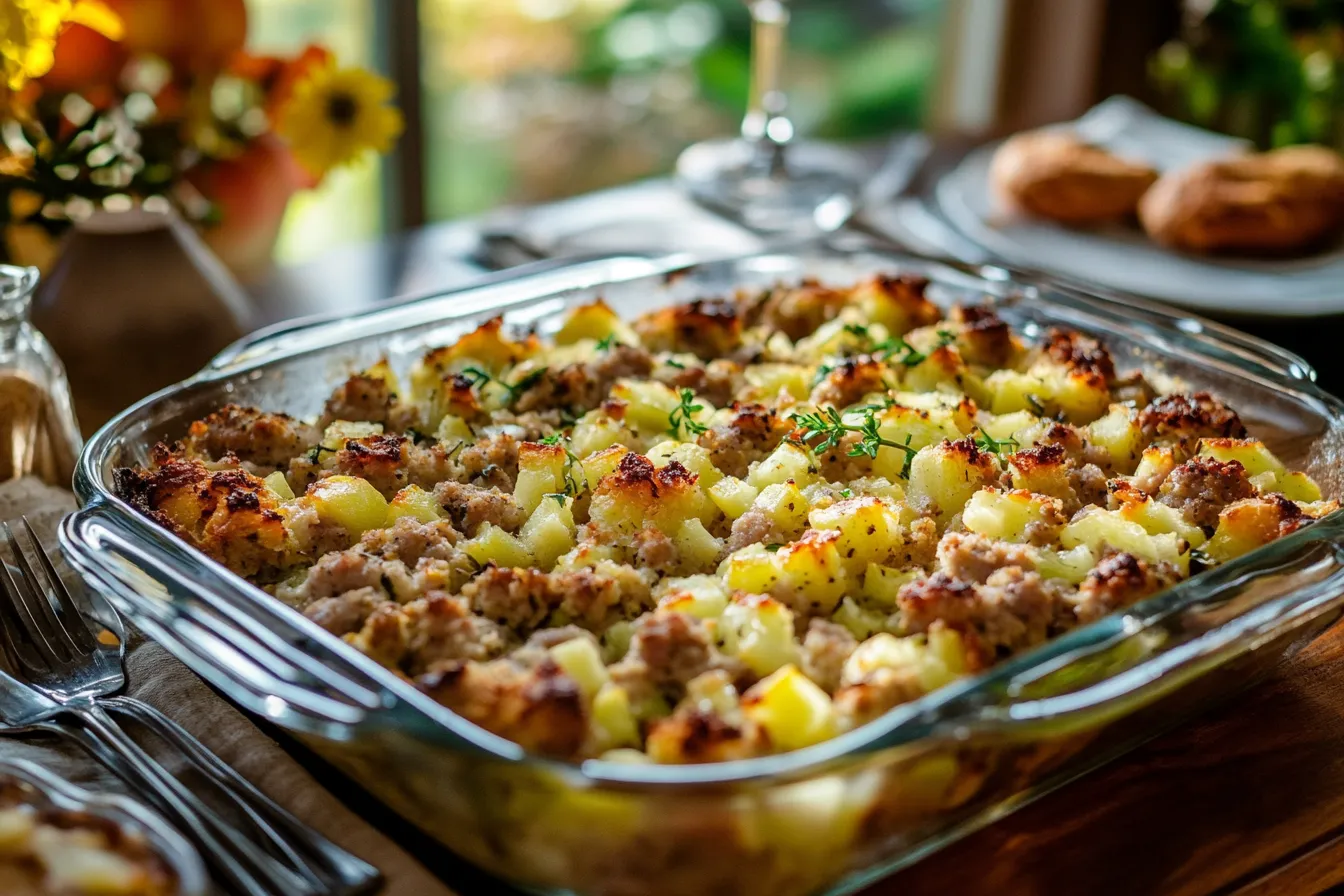 Sausage Apple Stuffing Bake