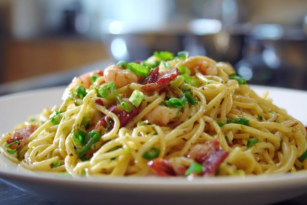 One-Pot Creamy Ramen Carbonara
