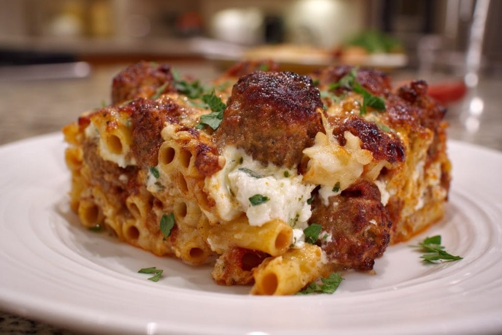 Ricotta & Meatball Ziti Casserole