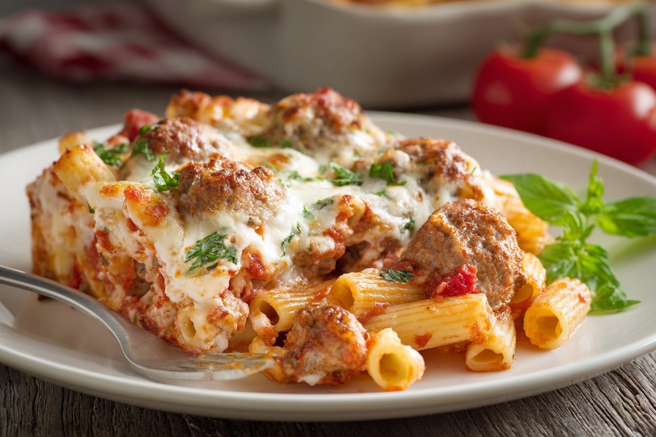 Ricotta & Meatball Ziti Casserole