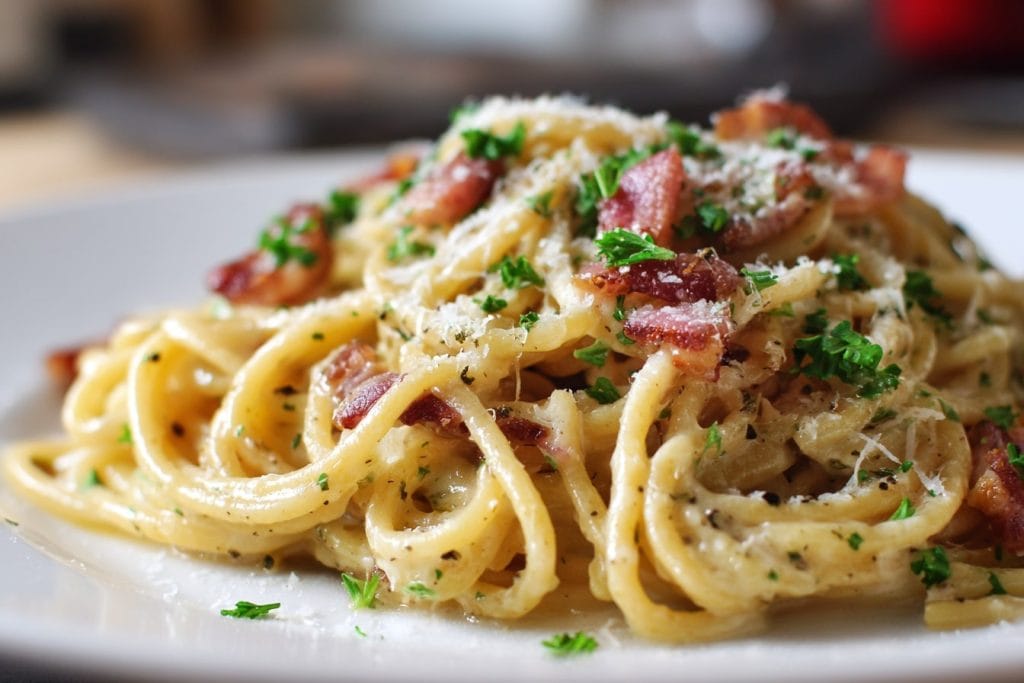 One-Pot Creamy Ramen Carbonara