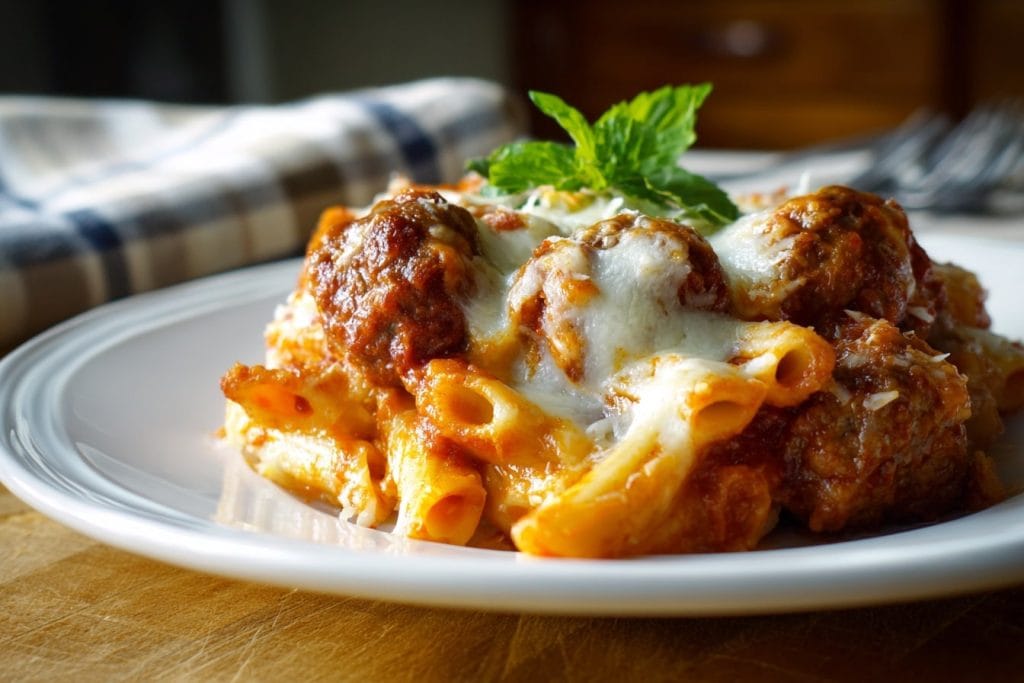 Ricotta & Meatball Ziti Casserole