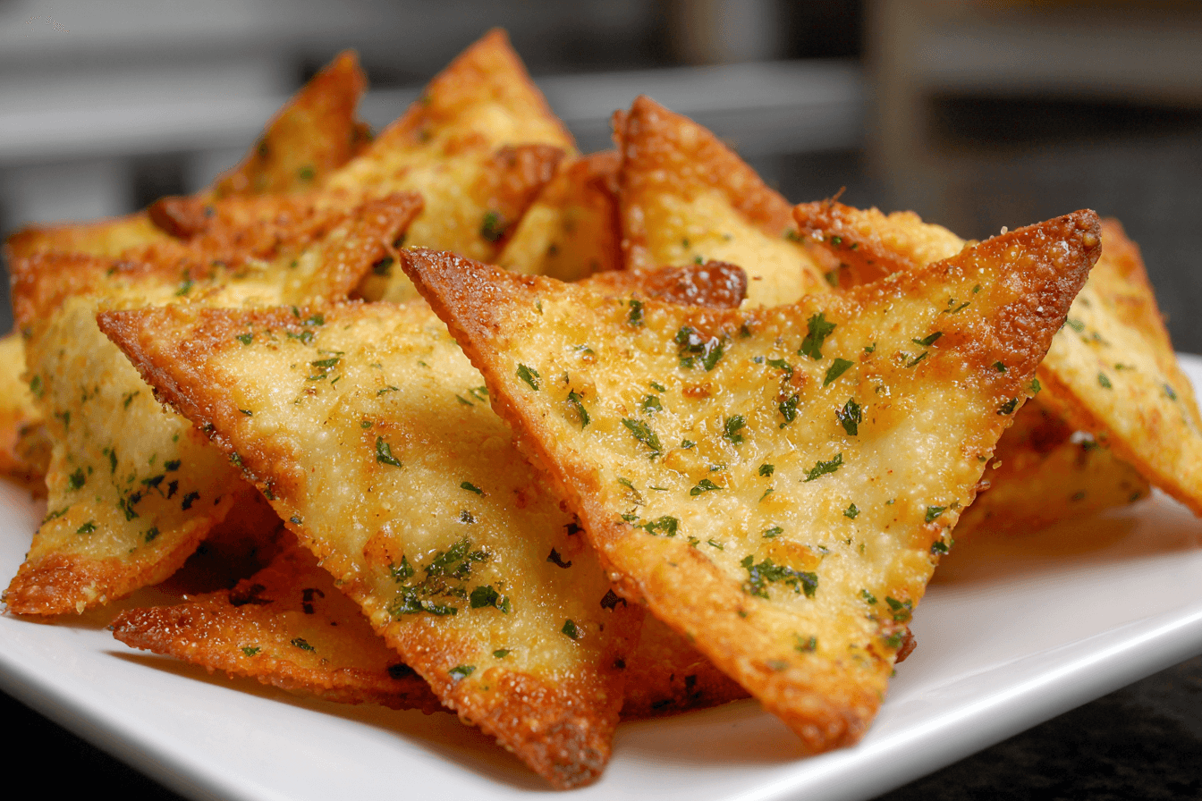 Parmesan Garlic Wonton Chips