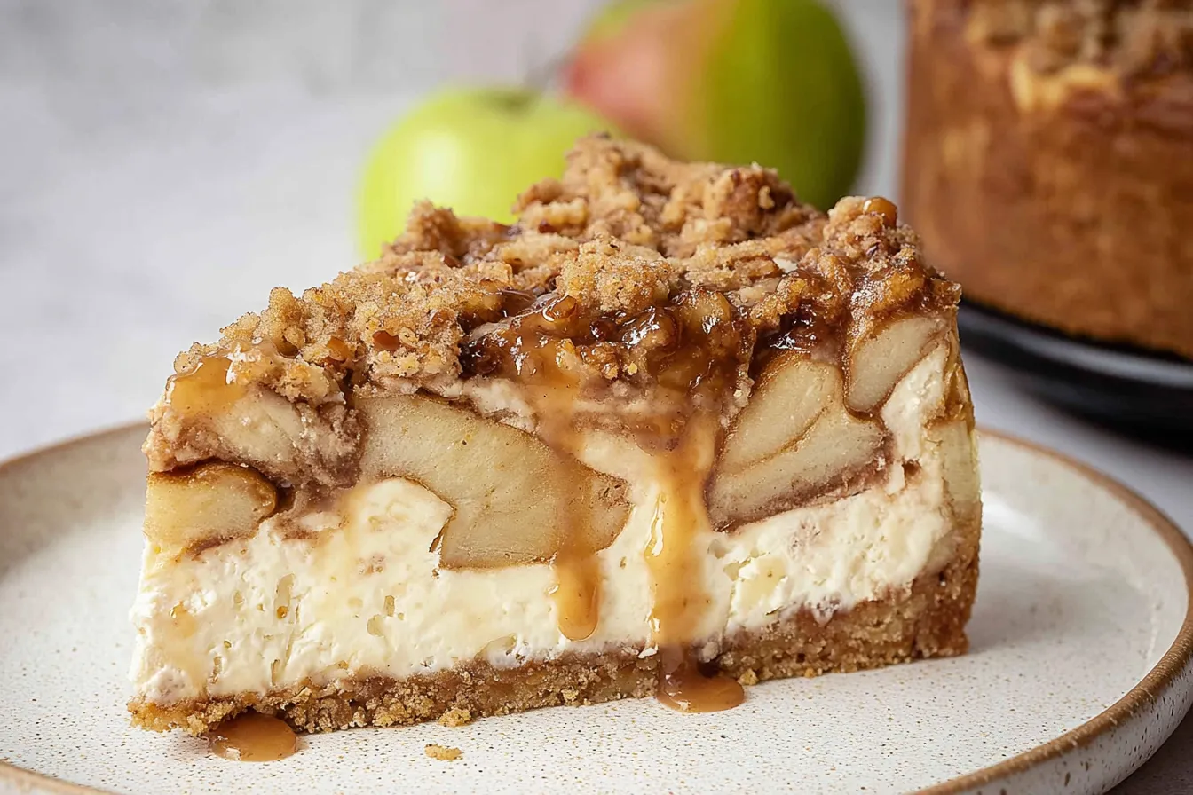 Apple Crumble Cheesecake Slices Ready to Serve