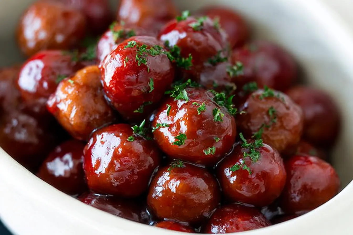 Delicious Christmas Cranberry Meatballs Ready to Serve