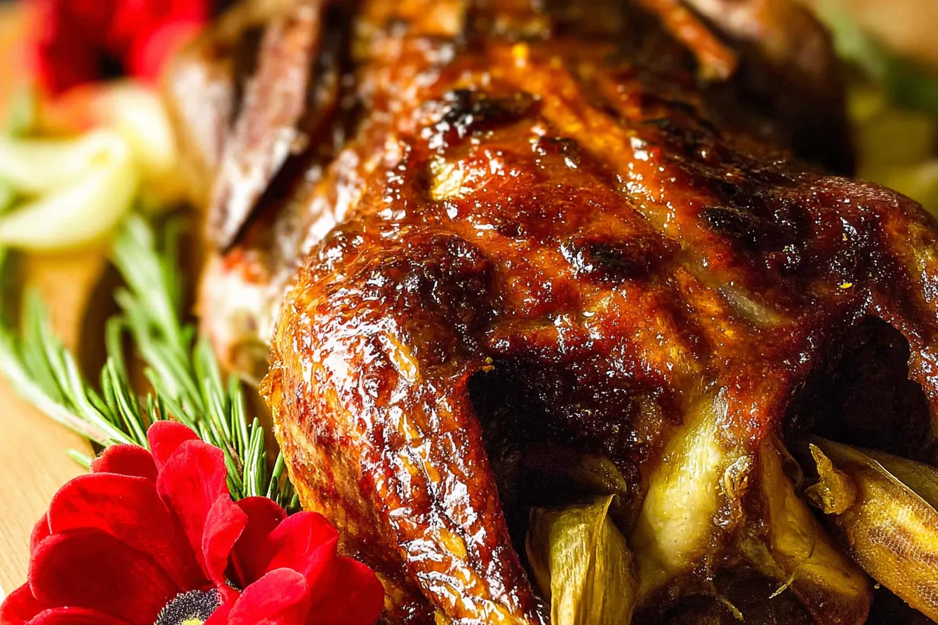 Christmas Roast Duck Glazed with Orange - Holiday Feast
