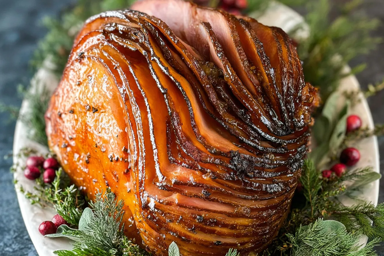 Glazed Christmas Spiral Ham Ready to Serve