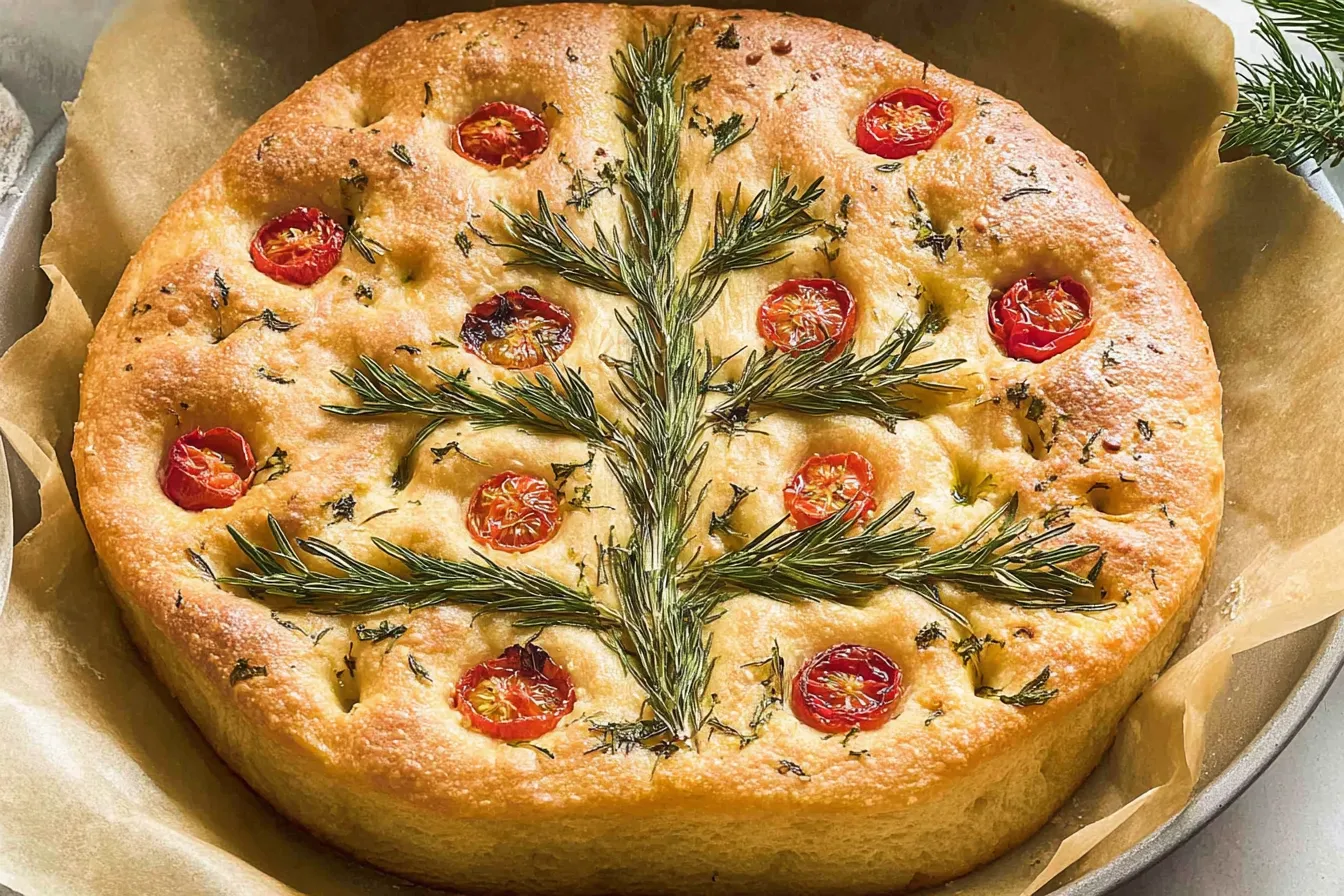 Festive Christmas Tree Focaccia - A Holiday Baking Delight