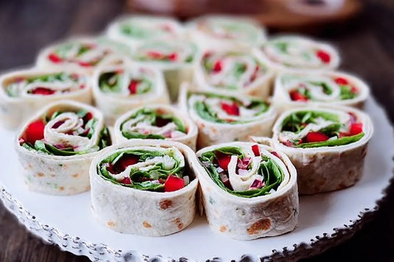 Christmas Veggie Tortilla Roll Ups - Festive Appetizer