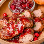 Cranberry Glazed Pork Tenderloin on a Platter
