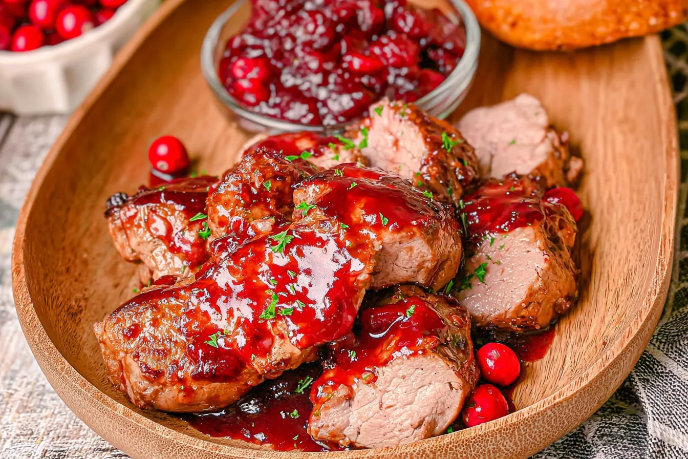 Cranberry Glazed Pork Tenderloin on a Platter