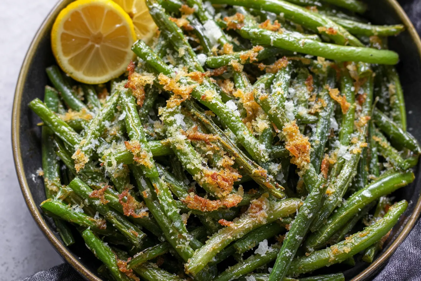 Crispy Garlic Parmesan Roasted Green Beans Plated Delight