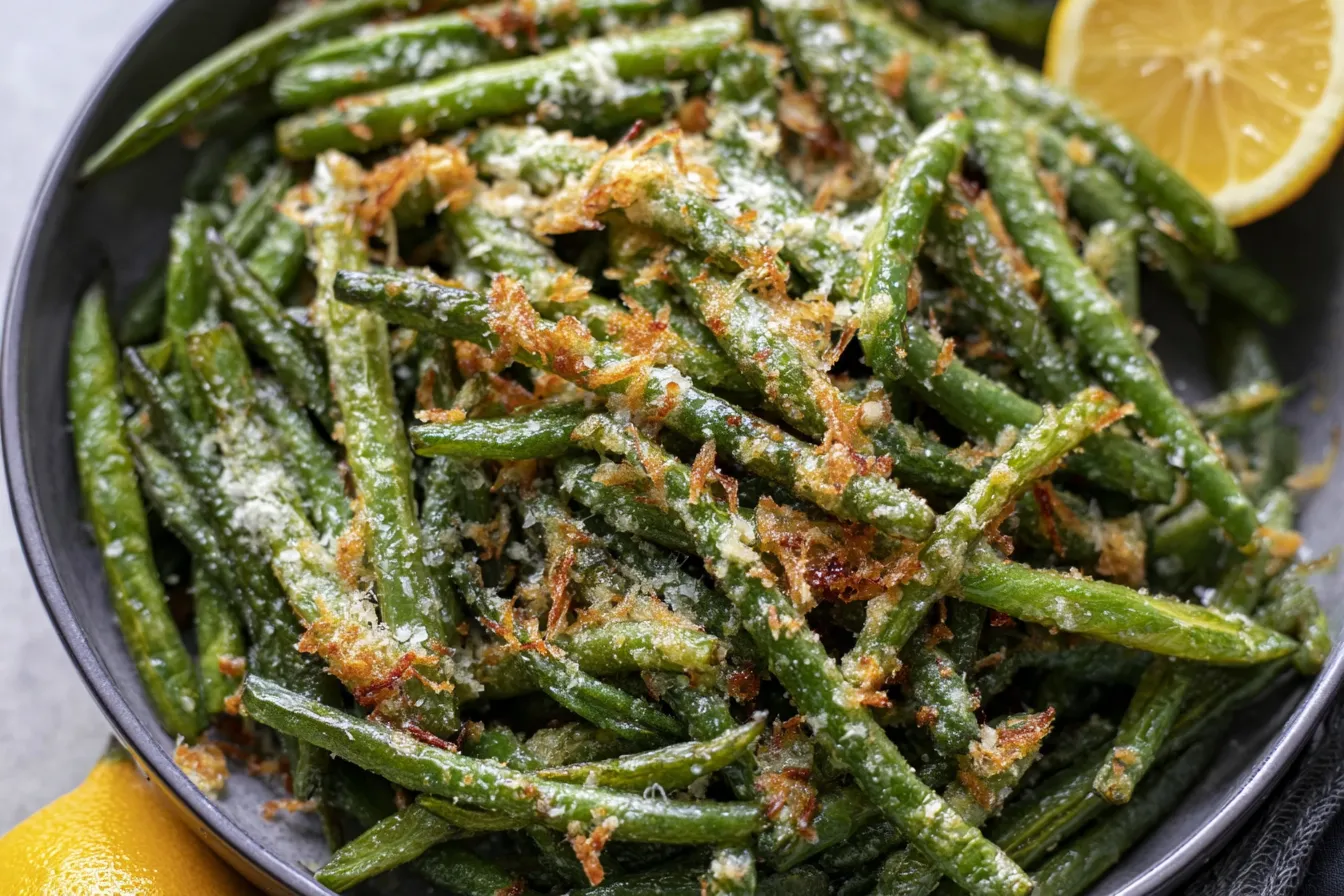 Crispy Garlic Parmesan Roasted Green Beans