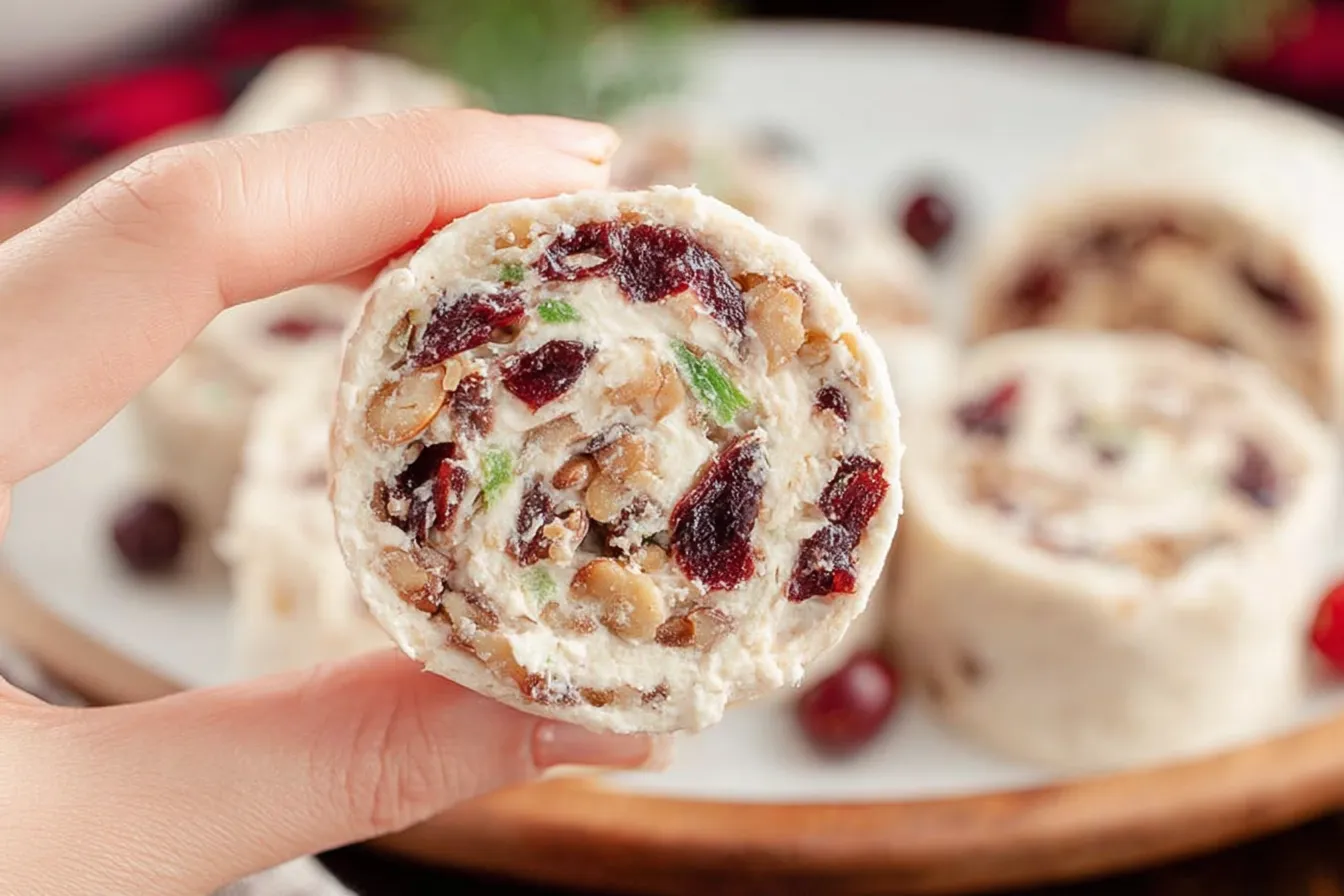 Festive Cranberry Cream Cheese Roll Ups Served on a Platter