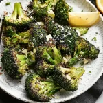 Garlic Herb Roasted Broccoli on a Plate