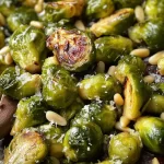 Garlic Roasted Brussels Sprouts on a Platter