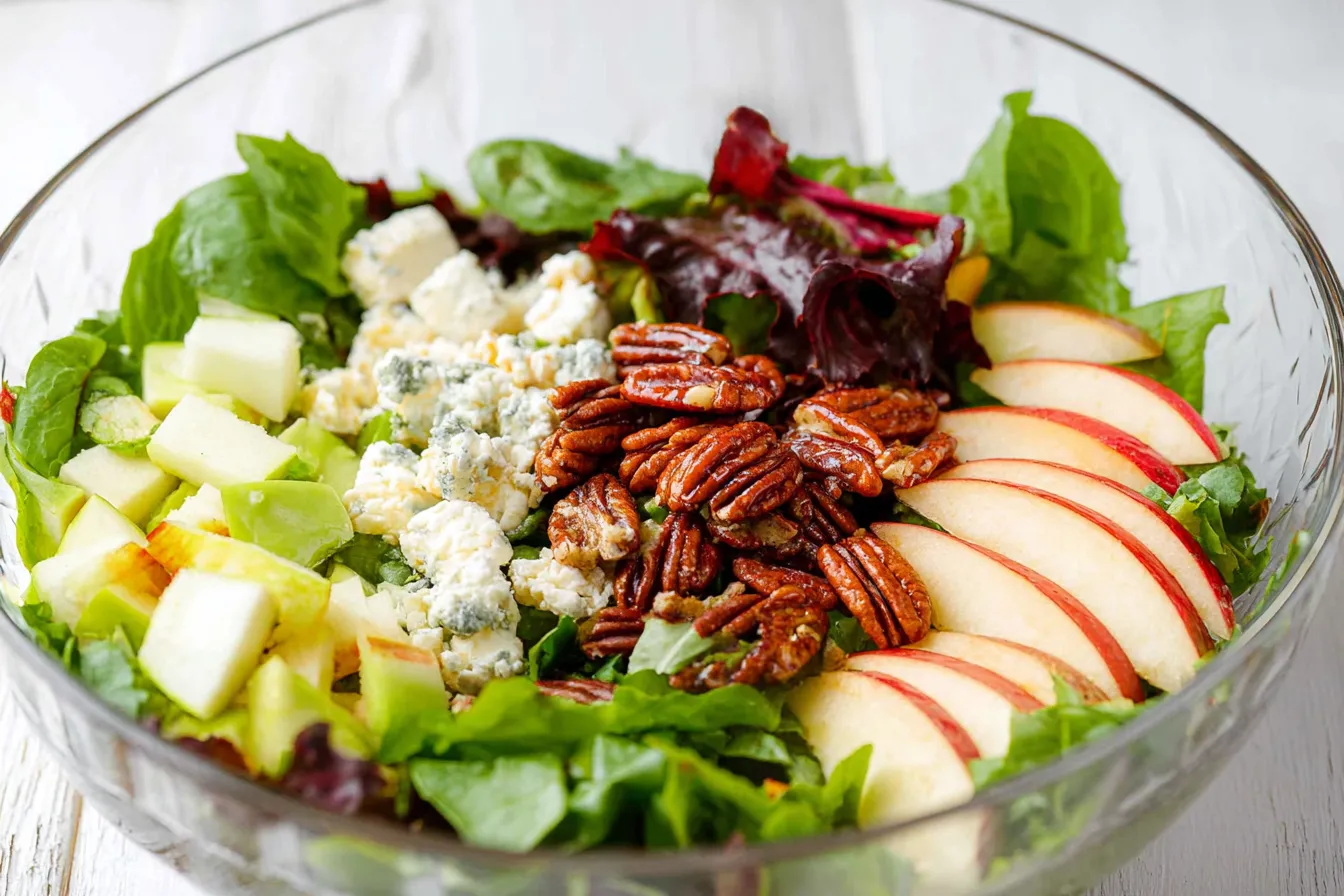 Festive Holiday Apple Pecan Salad Presentation