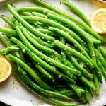 Lemon Butter Green Beans Served on a Plate