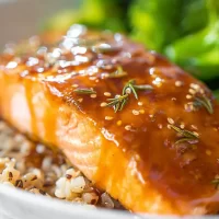 Maple Dijon Christmas Salmon Served with Roasted Vegetables