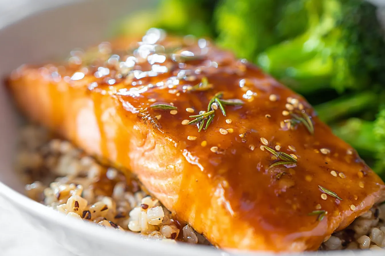 Maple Dijon Christmas Salmon Served with Roasted Vegetables