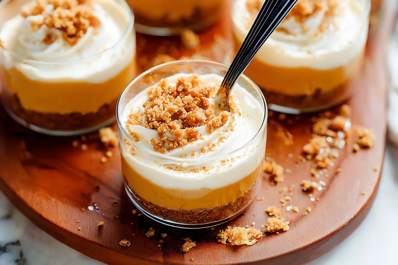 Maple Pumpkin Cheesecake Cups with Whipped Cream Topping