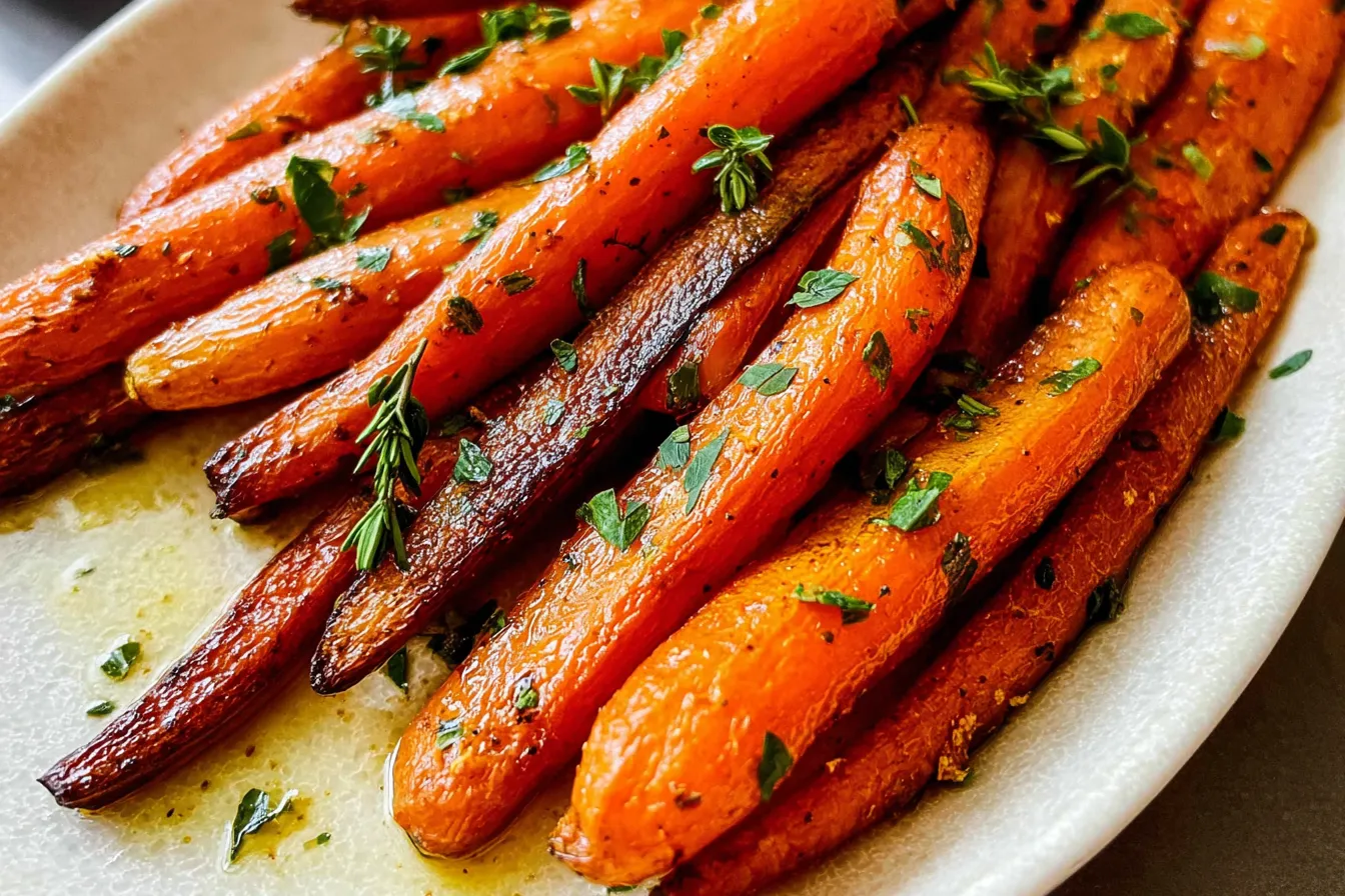Maple Roasted Carrots on a Serving Plate