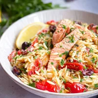 Mediterranean Salmon Orzo Bowl