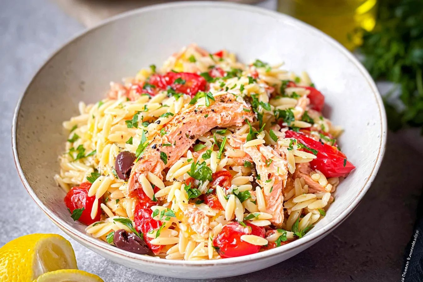 Mediterranean Salmon Orzo Bowl