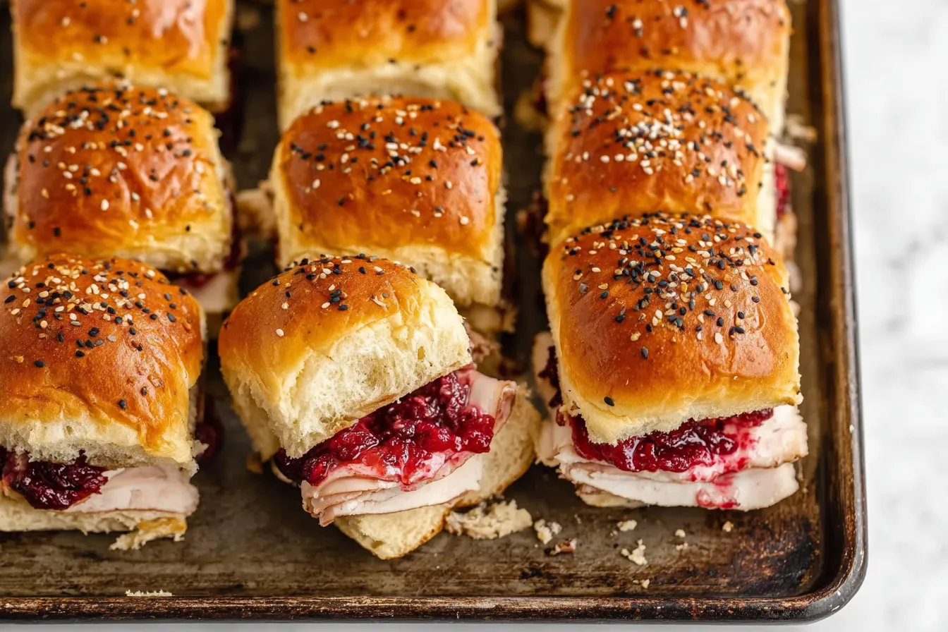 Mini Turkey Cranberry Sliders Ready to Serve