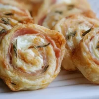 Prosciutto and Cream Cheese Roll Ups on a Serving Platter