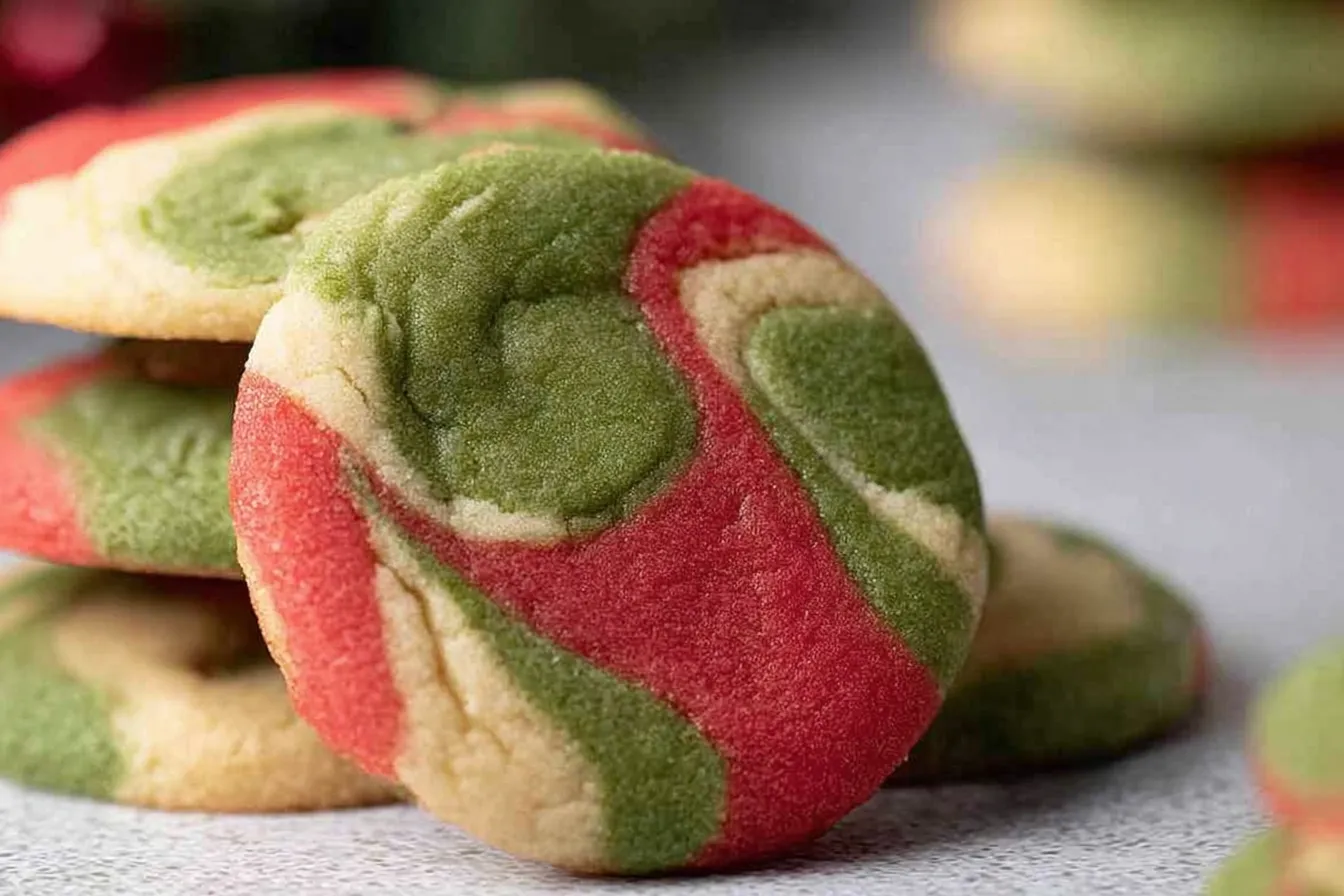 Red and Green Marbled Sugar Cookies