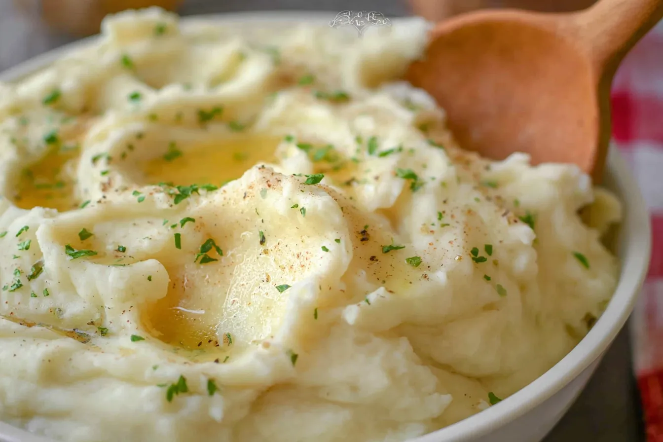 Delicious Roasted Garlic Cream Cheese Mashed Potatoes in a Bowl