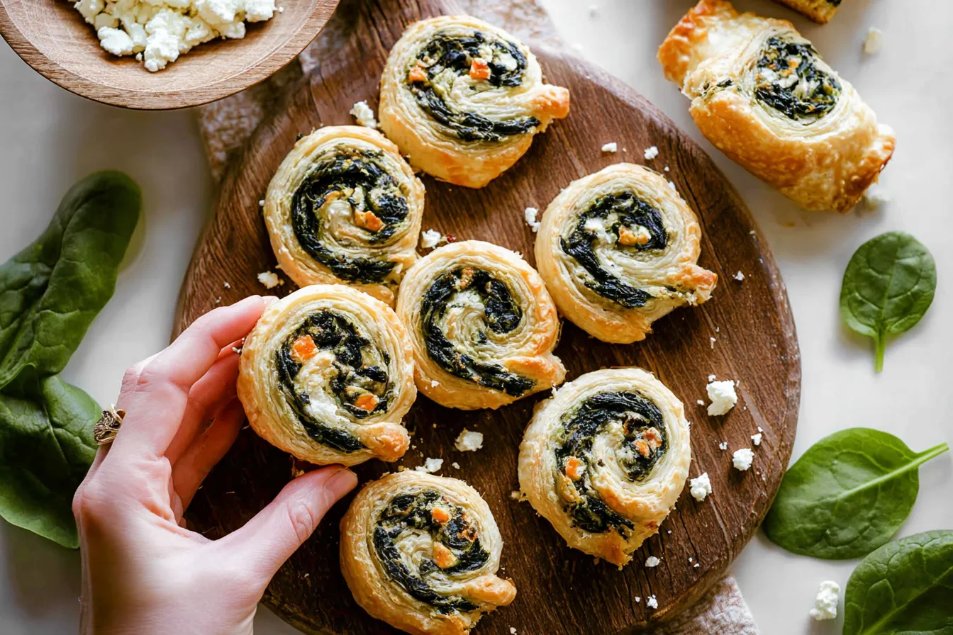 Spinach and Feta Puff Pastry Roll Ups
